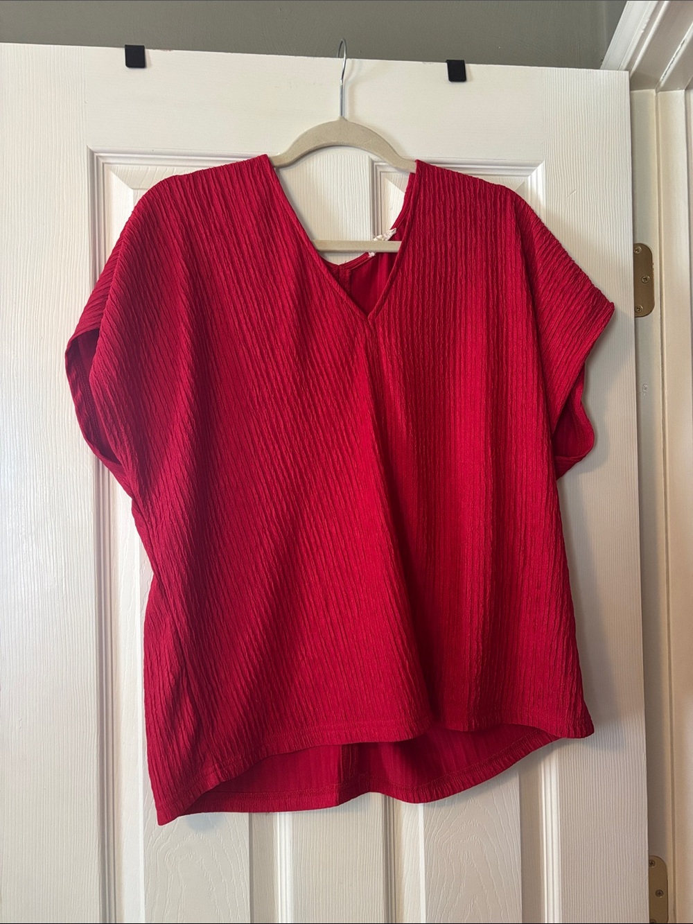 JODIFL Red Textured V-Neck Tunic